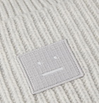 Acne Studios - Pansy Logo-Appliquéd Ribbed Mélange Wool Beanie - Gray