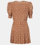 Alessandra Rich Pleated polka-dot silk minidress