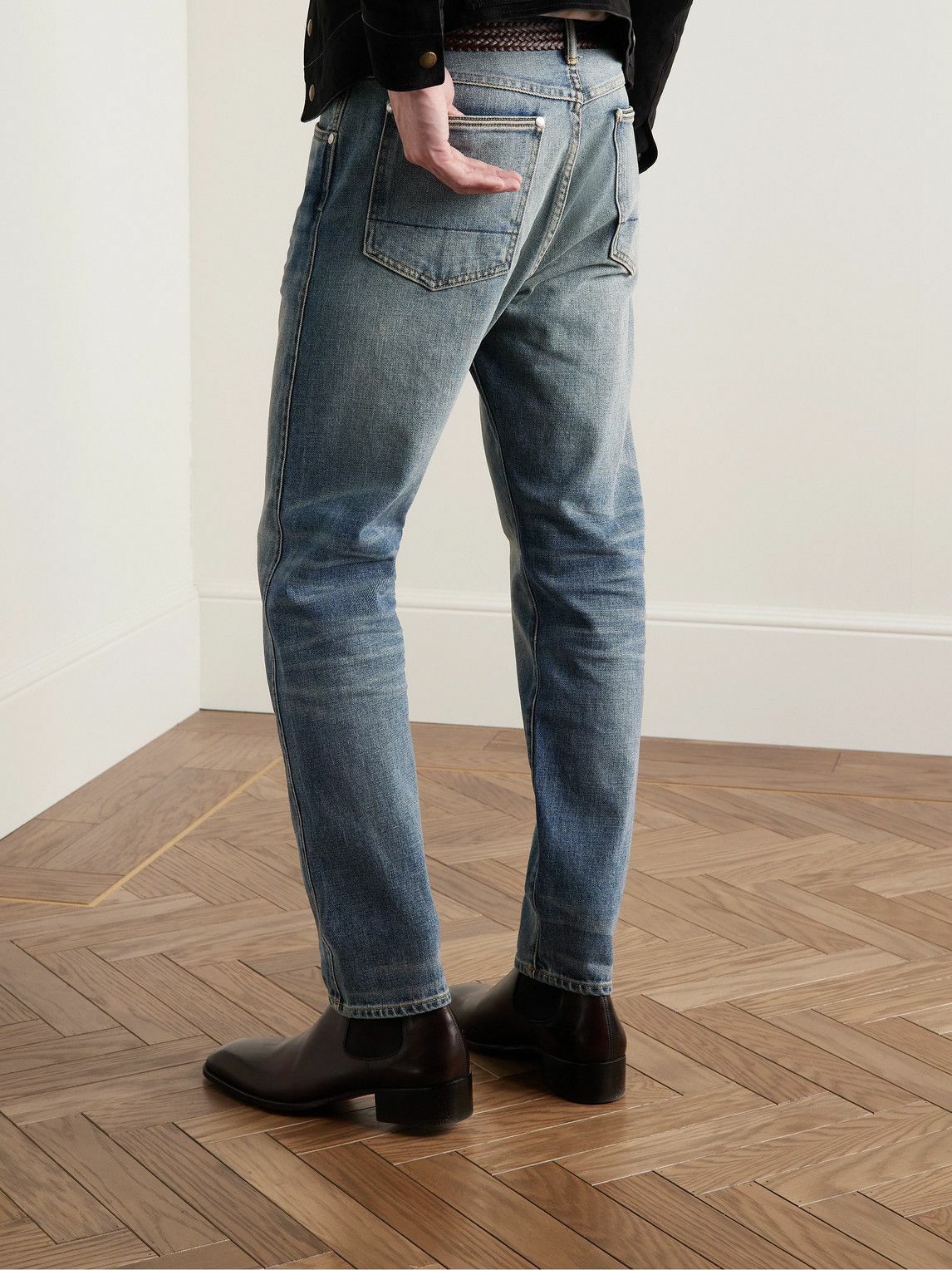 TOM FORD - Slim-Fit Garment-Washed Selvedge Jeans - Blue TOM