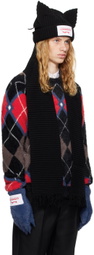 Charles Jeffrey LOVERBOY Black Chunky Ears Beanie Scarf