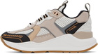 Burberry White & Taupe Embossed Sneakers