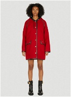 Contrast Trim Hooded Coat in Red
