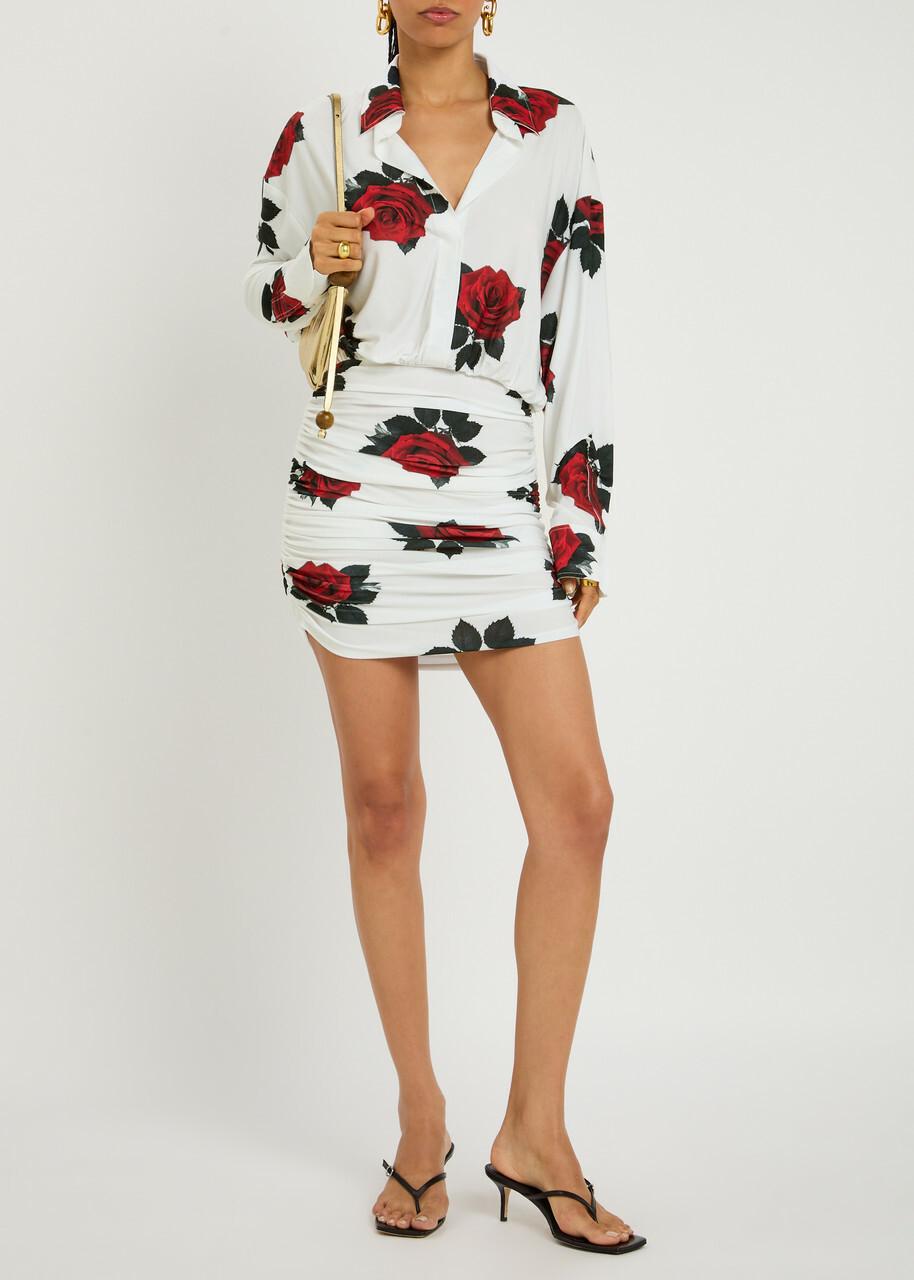Norma Kamali Oversized BF NK Stretch-jersey Mini Shirt Dress White