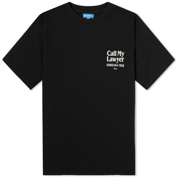 Photo: MARKET Men's Call My Lawyer T-Shirt in Washed Black