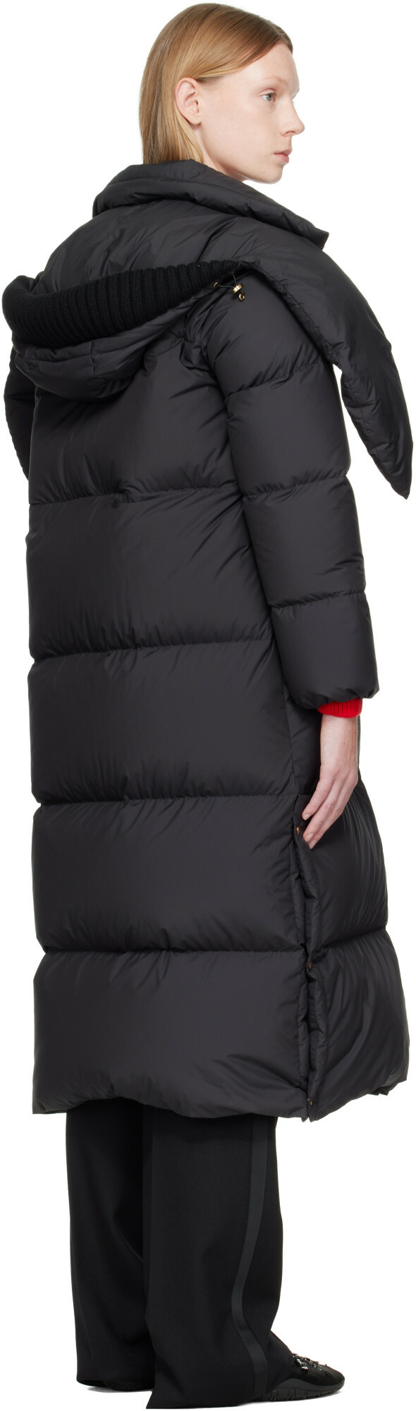 Moncler Black Ornement Hooded Long Down Jacket