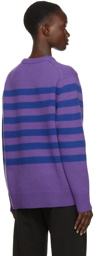 Acne Studios Purple & Blue Wool Striped Patch Sweater