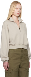 ÉTERNE Gray Cropped Half-Zip Sweatshirt