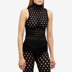 Maisie Wilen Women's Perforated Sleeveless Turtleneck Top in Black