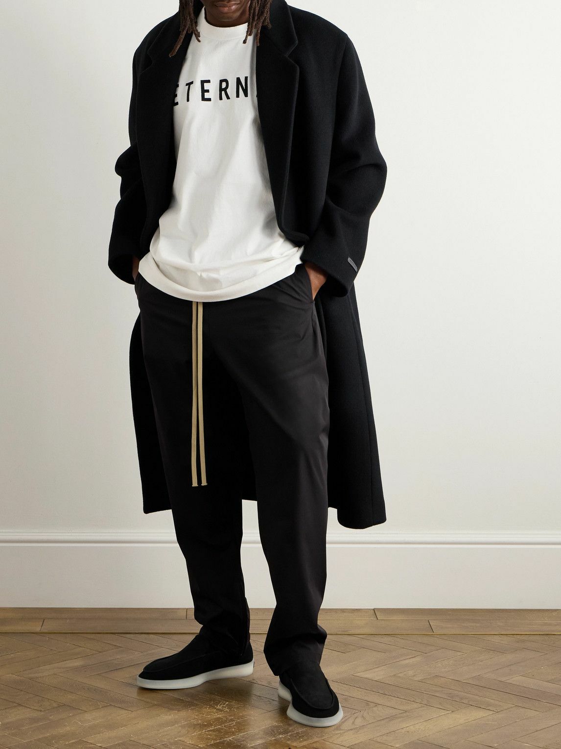 Fear of God - Oversized Double-Breasted Belted Melton Wool Overcoat - Black