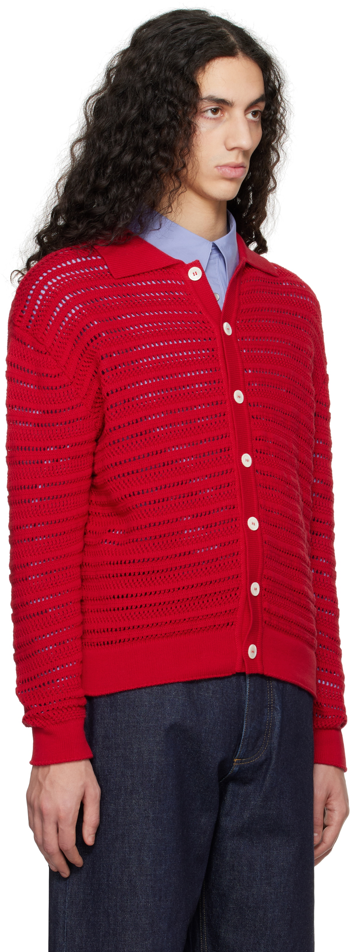 Dunst Red Open Collared Cardigan