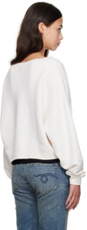 R13 SSENSE Exclusive White 'New York' Cropped Front Slit Sweatshirt