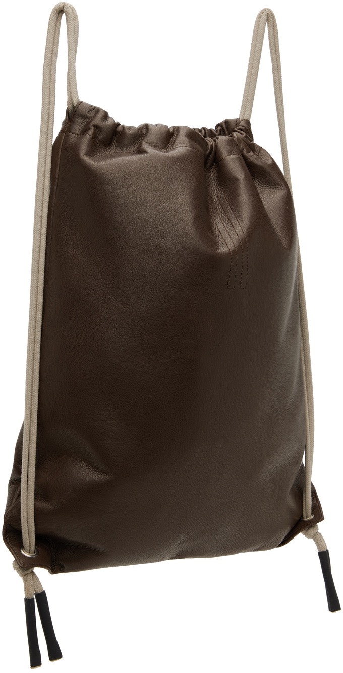 Rick Owens Brown Drawstring Backpack