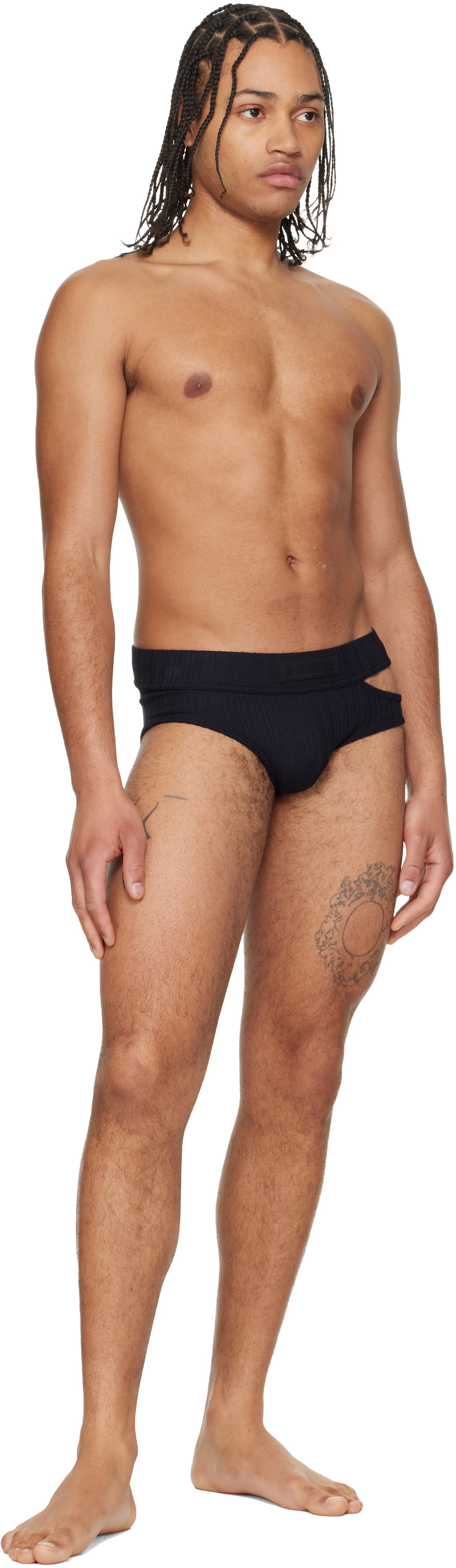 LGN Louis Gabriel Nouchi Black Asymmetrical Opening Briefs