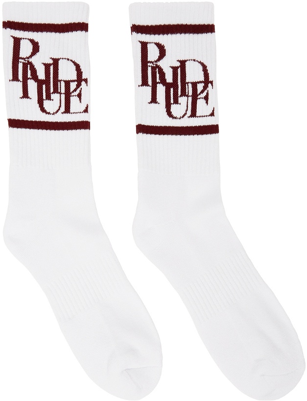 Photo: Rhude White & Red Scramble Logo Sock
