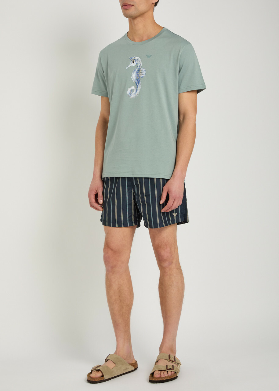 Emporio Armani Printed Cotton T-shirt Blue