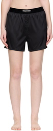 TOM FORD Black Stretch Silk Satin Boxer Shorts