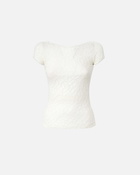 Pinko Fitted Short Sleeved Lace Sweater White + White