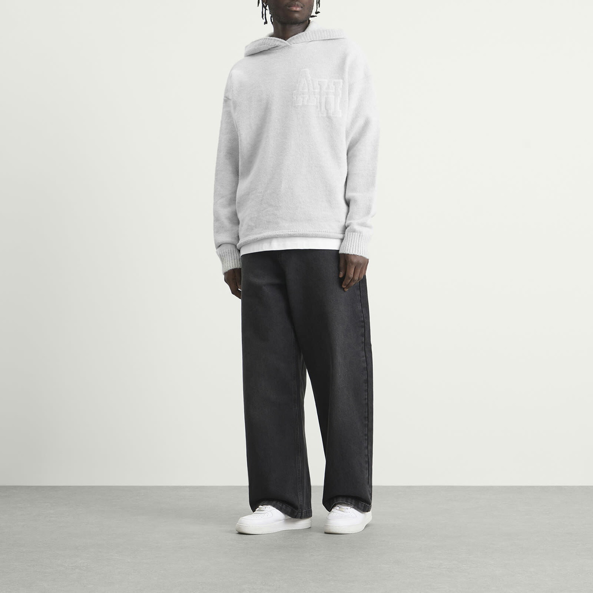 ANNIE HOOD Men's Knit Hoodie in Grey