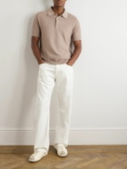 Brioni - Textured-Knit Cotton, Silk and Cashmere-Blend Polo Shirt - Neutrals