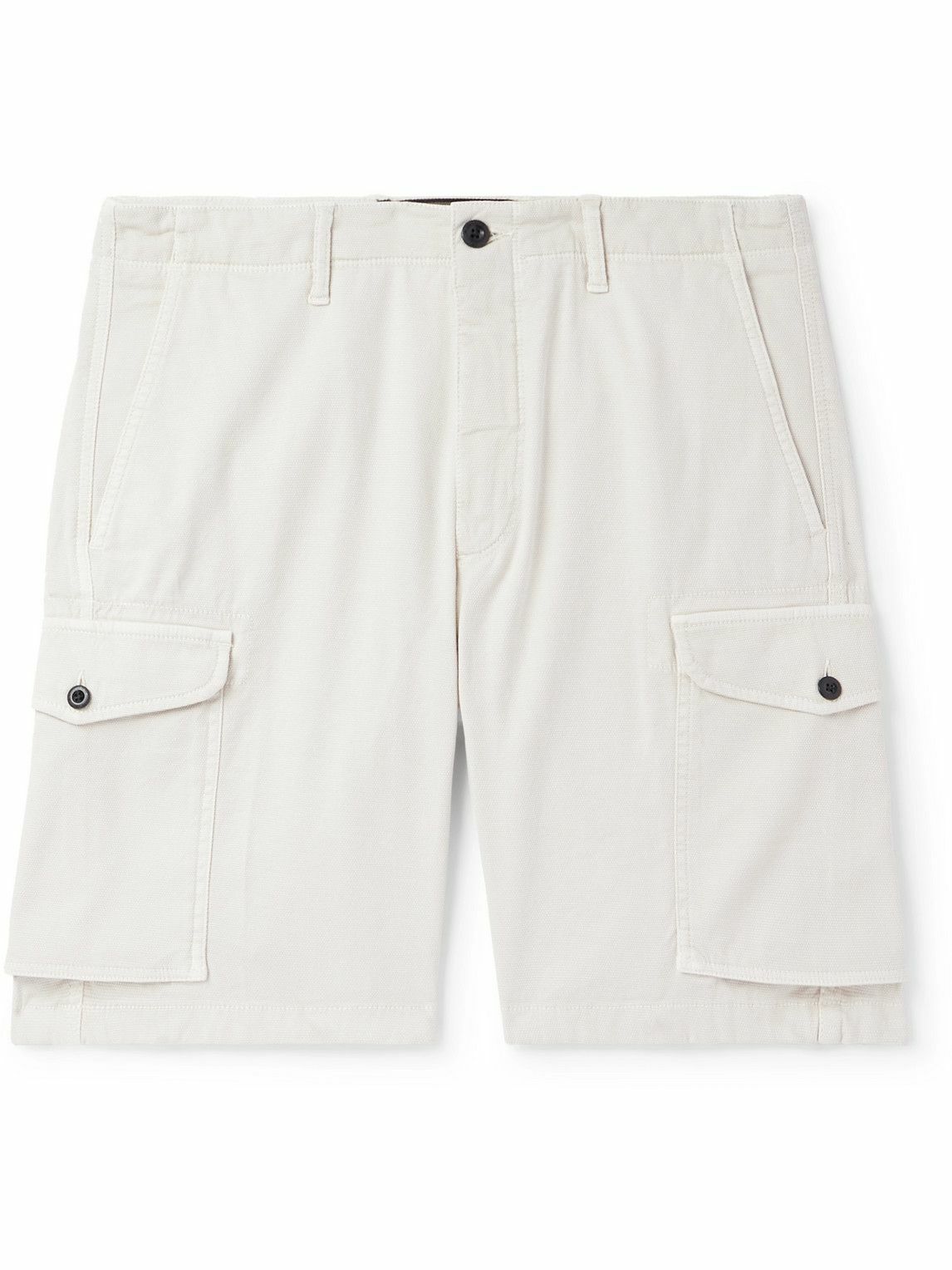 Incotex - Straight-Leg Textured Cotton-Blend Cargo Shorts - Neutrals