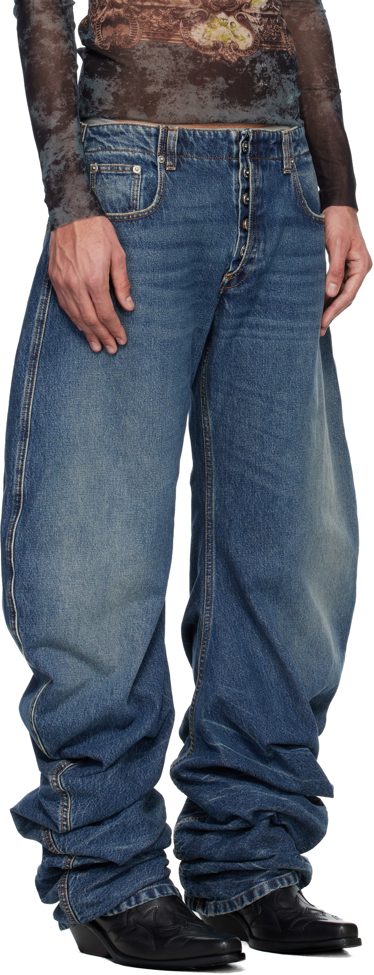 Jean Paul Gaultier Blue Oversize Fit Jeans
