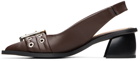 GANNI Brown Feminine Buckle Slingback Heels