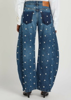 A.W.A.K.E Mode Stud-embellished Barrel-leg Jeans Blue