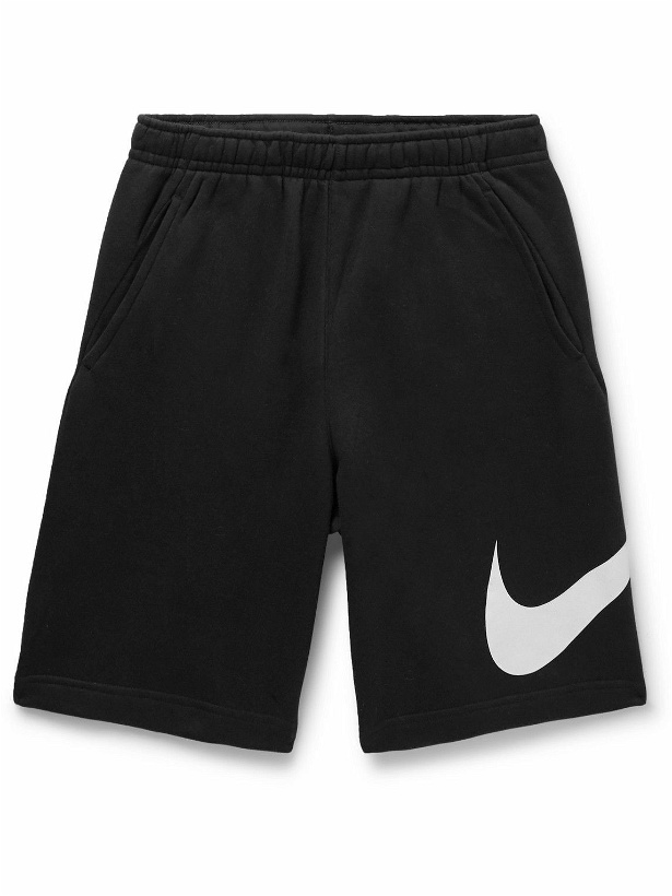 Photo: Nike - Sportswear Club Logo-Print Cotton-Blend Jersey Shorts - Black