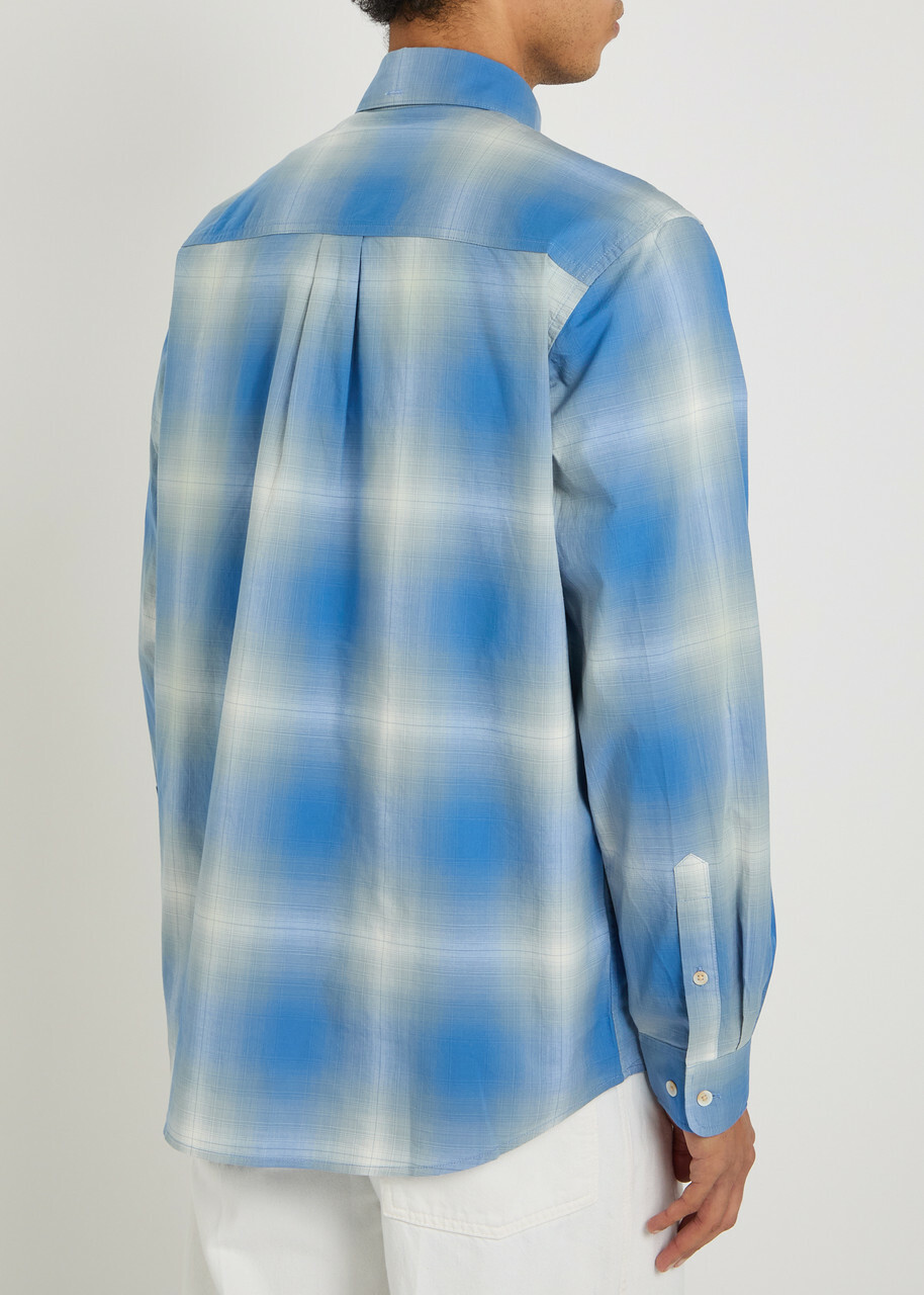 Les Deux Kent Checked Cotton-poplin Shirt Blue