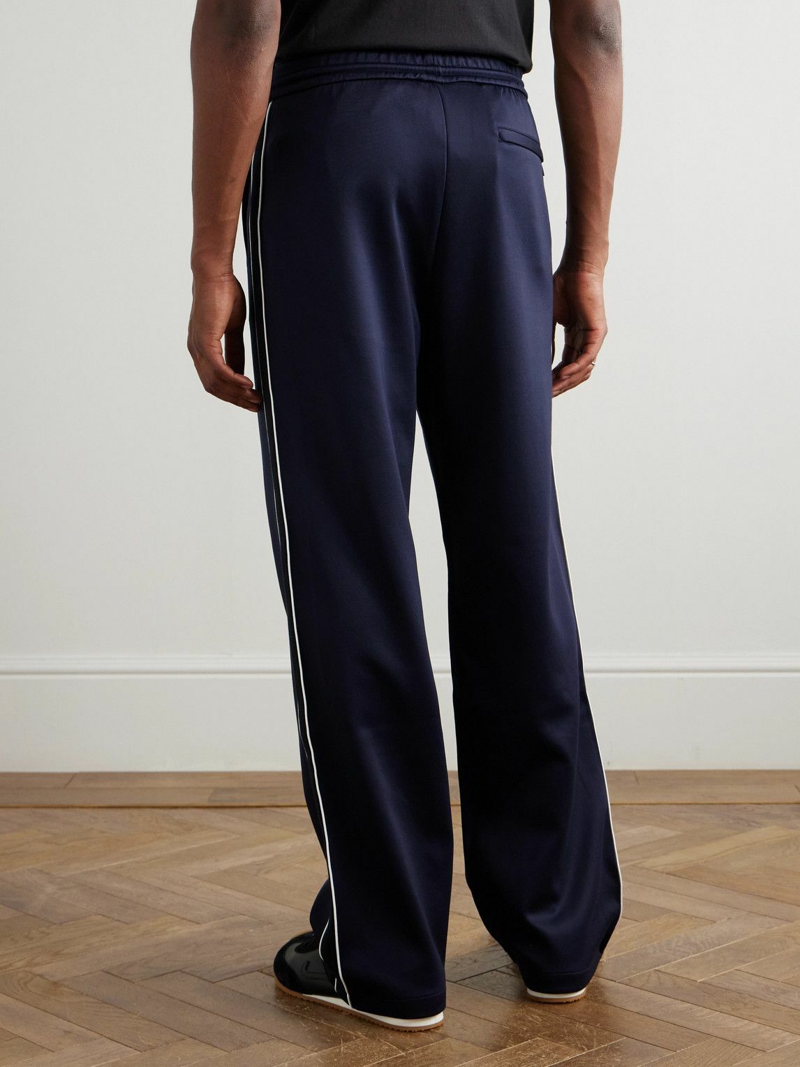 LOEWE - Straight-Leg Logo-Embroidered Herringbone-Striped Tech-Jersey Track Pants - Blue
