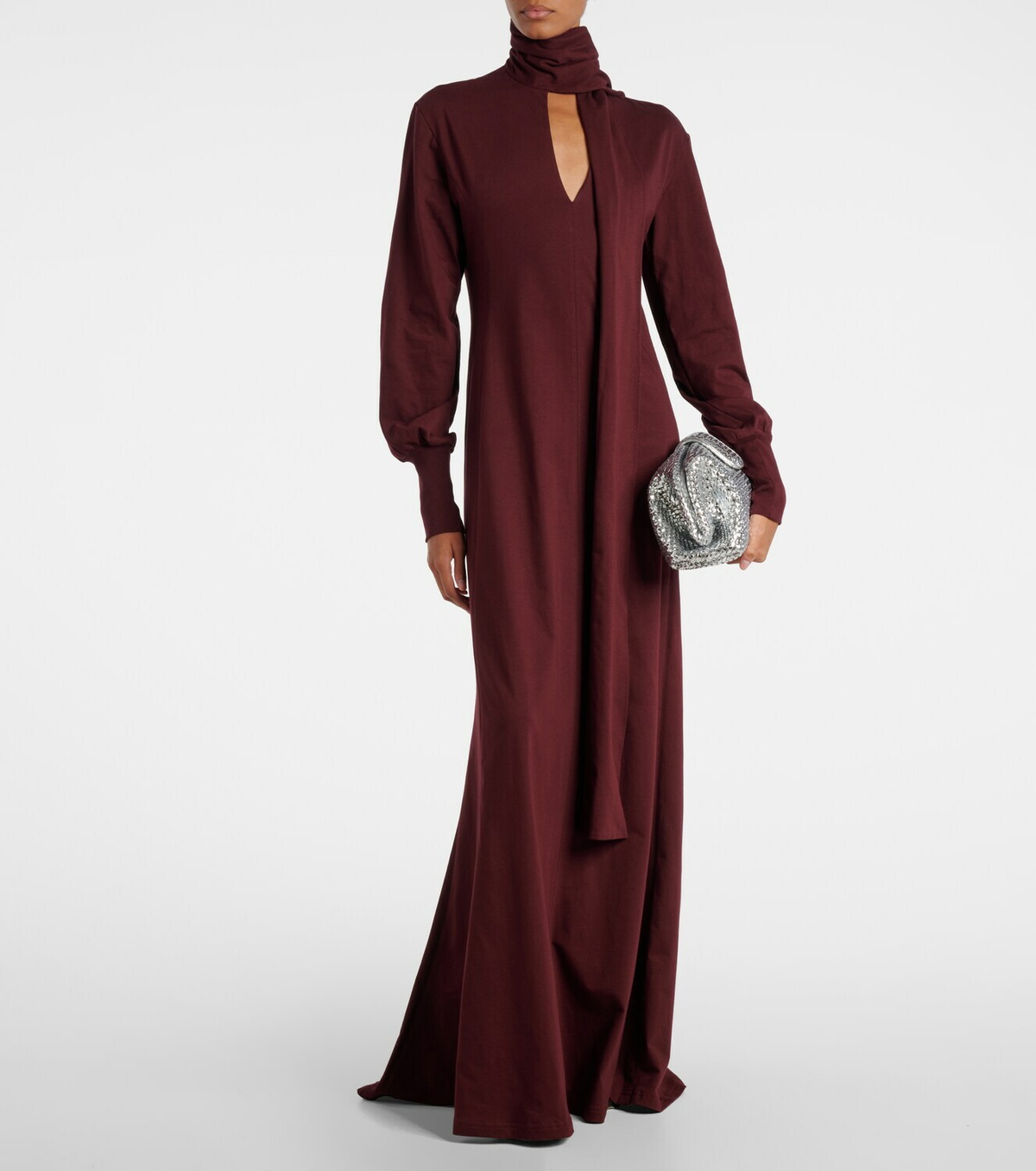 Plan C Scarf-detail cotton maxi dress