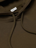 Loewe - Oversized Anagram Leather-Trimmed Cotton-Jersey Hoodie - Green