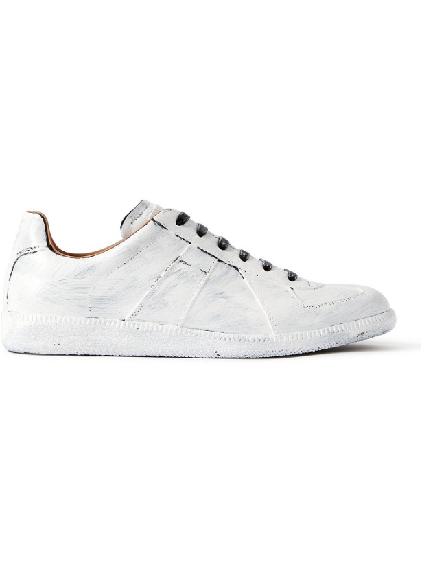 Photo: MAISON MARGIELA - Replica Painted Leather Sneakers - White