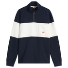 Armor-Lux Men's Stripe Half Zip Sweatshirt in Marine Deep/Milk