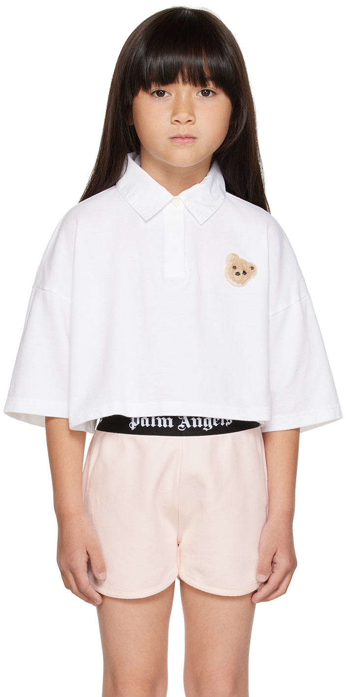 Palm Angels Kids White Bear Polo