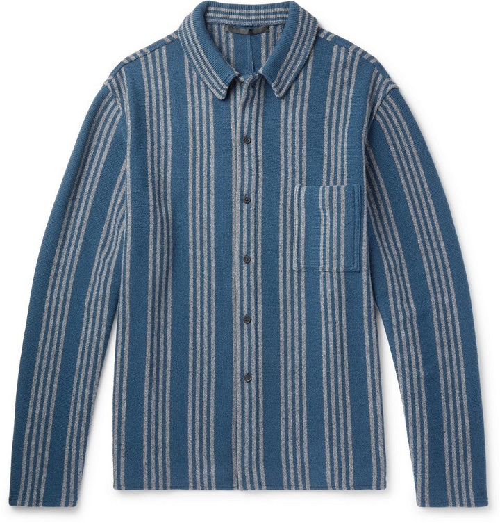 Photo: Haider Ackermann - Oversized Striped Wool and Cashmere-Blend Shirt - Men - Blue