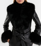 Self-Portrait Belted leather coat