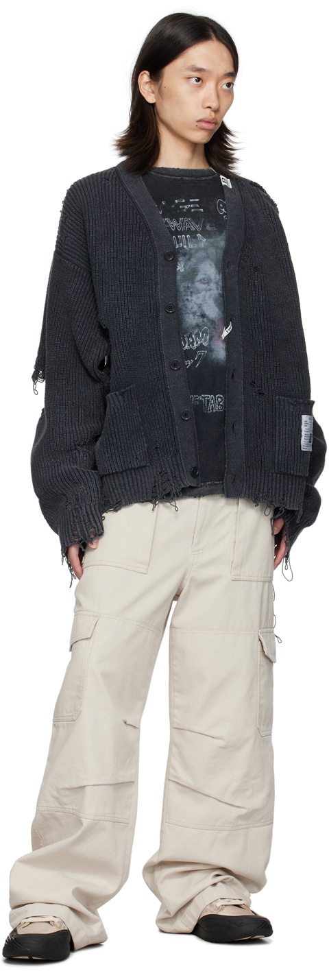 Maison MIHARA YASUHIRO Black Distressed Cardigan Maison MIHARA