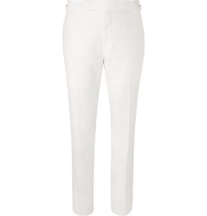 Photo: TOM FORD - White Shelton Slim-Fit Cotton and Linen-Blend Suit Trousers - Men - White