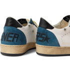 Golden Goose - Ballstar Distressed Leather and Suede Sneakers - White