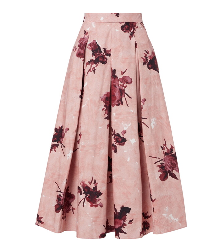 Photo: Erdem Floral pleated cotton poplin midi skirt