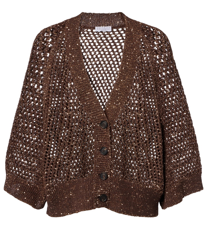 Photo: Brunello Cucinelli Open-knit sequined cardigan