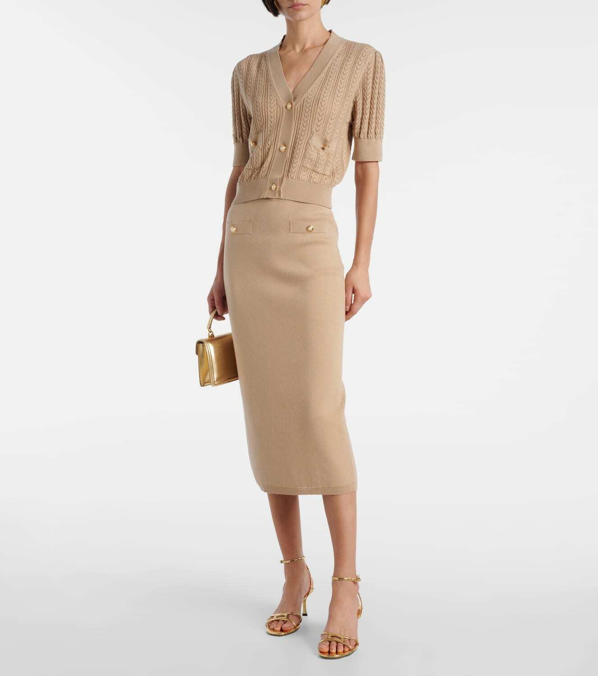 Alessandra Rich Cotton and cashmere pencil skirt