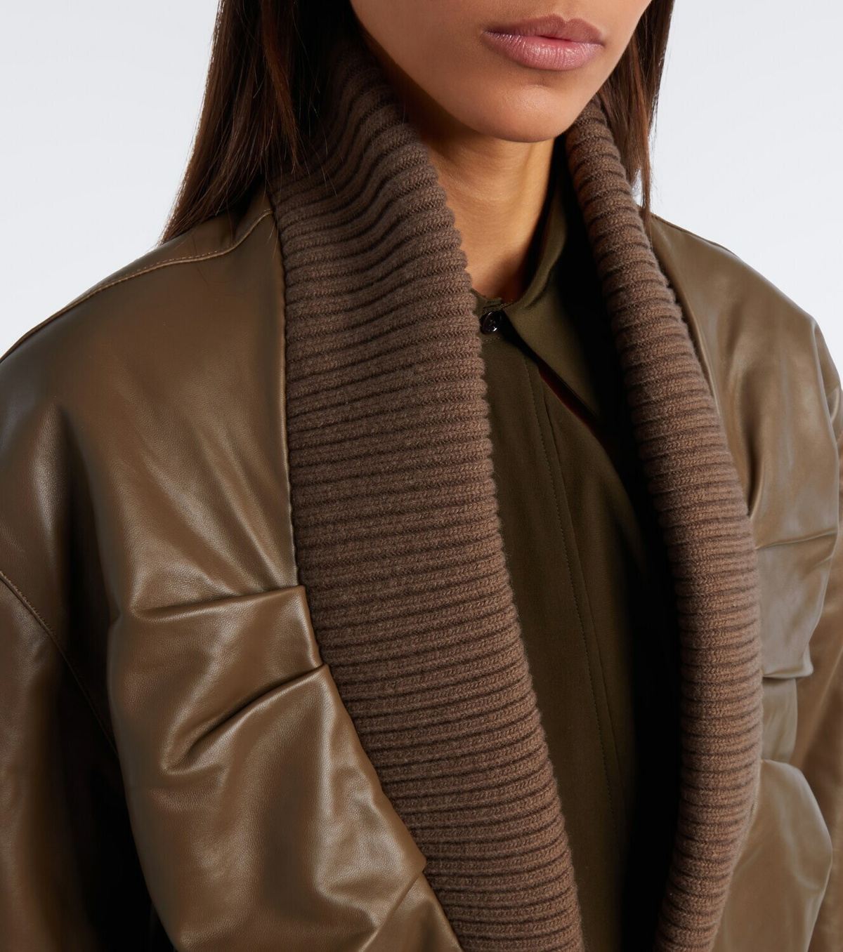 Victoria Beckham Zana leather bomber jacket