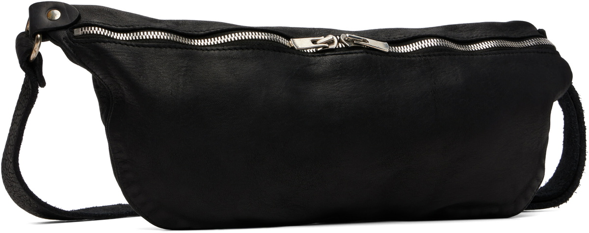 Guidi Black Leather Belt Bag