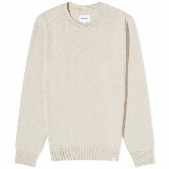 Photo: Norse Projects Men's Sigfred Lambswool Crew Knit in Oatmeal Melange