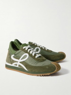 LOEWE - Flow Runner Leather-Trimmed Brushed-Suede and Nylon Sneakers - Green