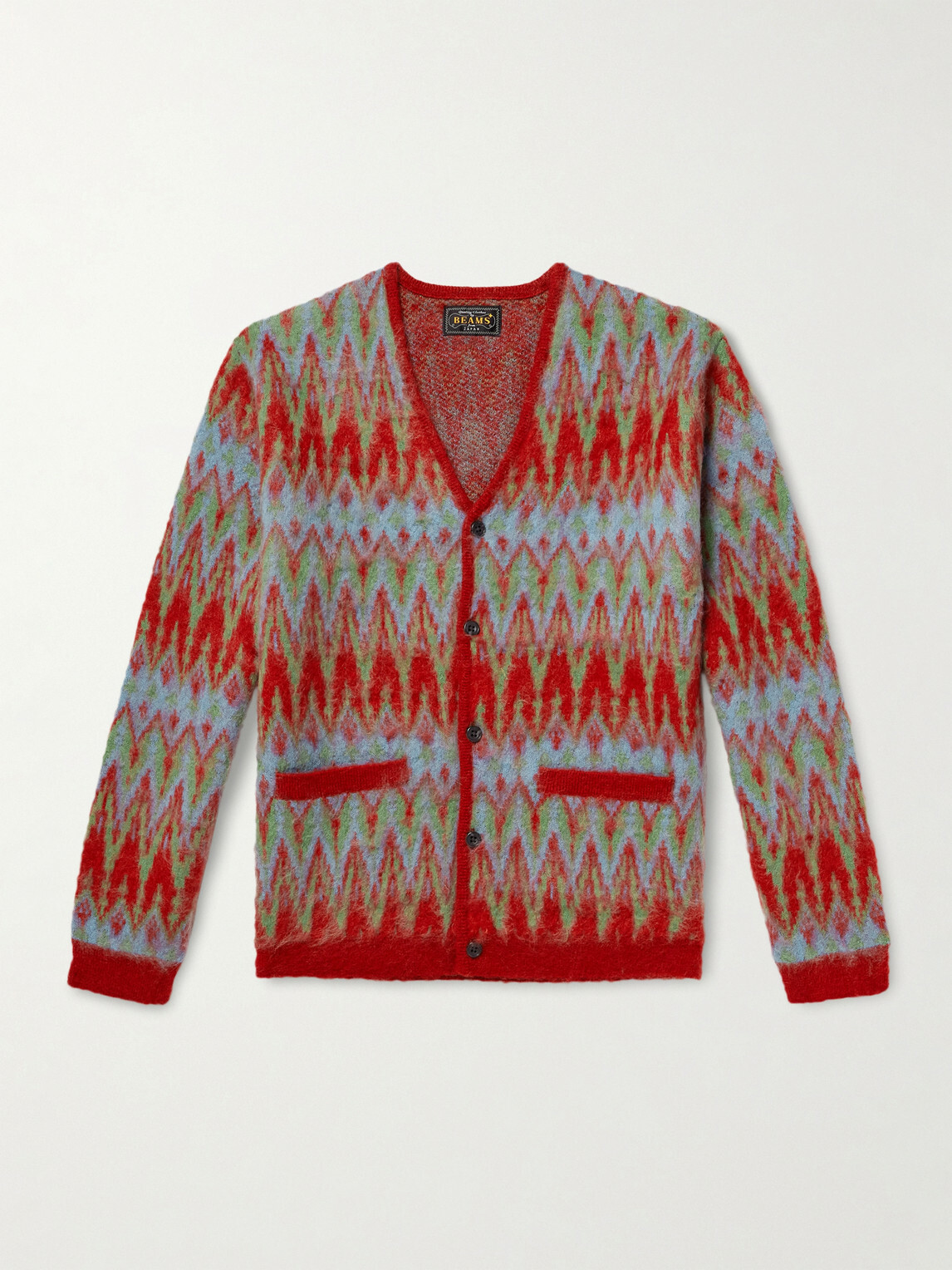 Beams Plus - Jacquard-Knit Cardigan - Red