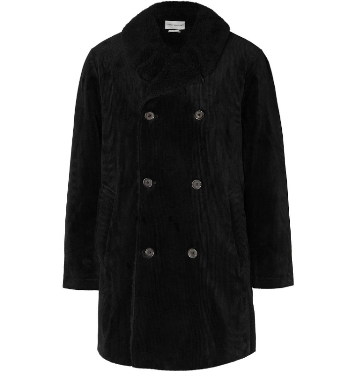 Photo: Oliver Spencer - Newington Double-Breasted Faux Shearling-Lined Cotton-Corduroy Coat - Black