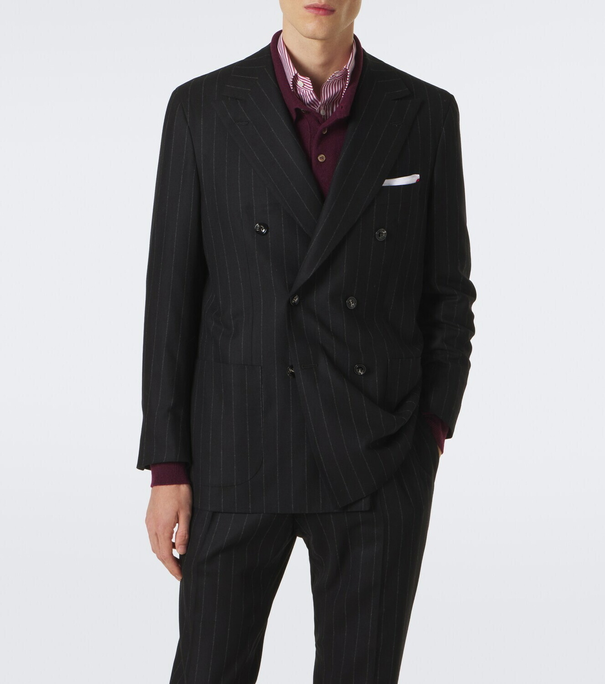 Kiton Pinstriped wool and cashmere suit